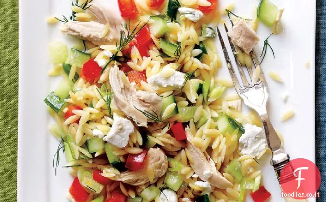 Lemony Orzo-Insalata Veggie con pollo