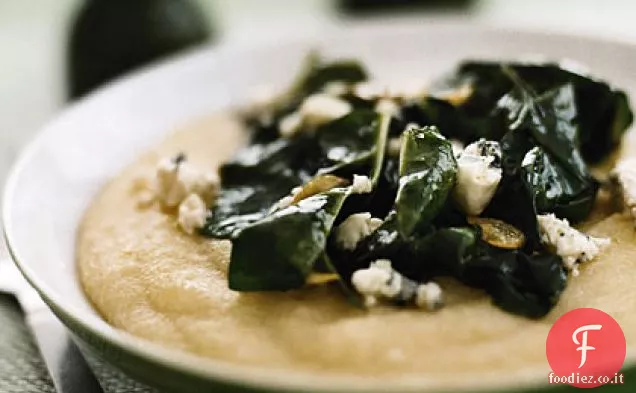 Polenta con Formaggio Erborinato e Bietole Agliate