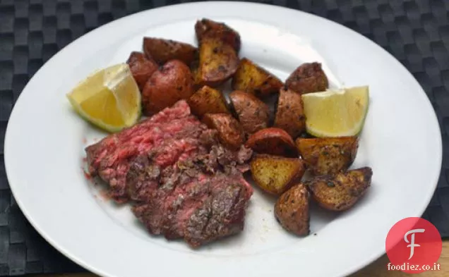 Gonna Bistecca con Patate arrosto e limone