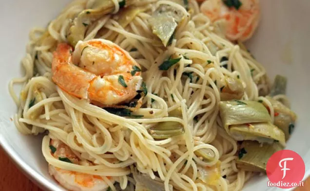 Scampi di Gamberi con Carciofi
