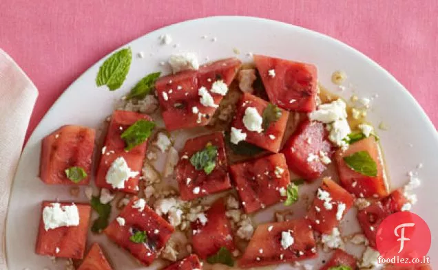 Anguria alla griglia, menta e insalata di feta