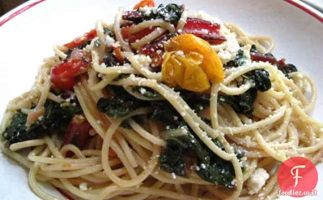 Pasta con bietole rosse e Pomodori arrostiti