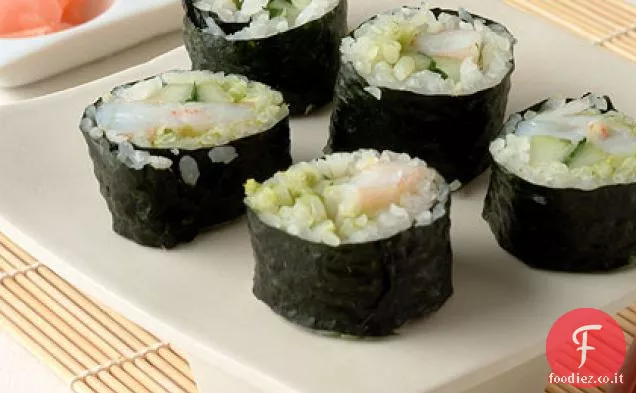 Sushi di avocado e gamberetti