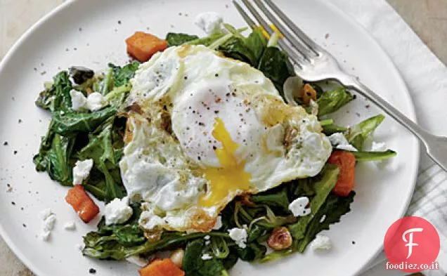 Verdure saltate con olio d'oliva-Uova fritte