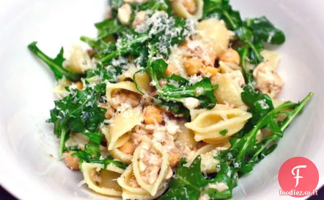 Gusci di pasta con Ceci e Rucola
