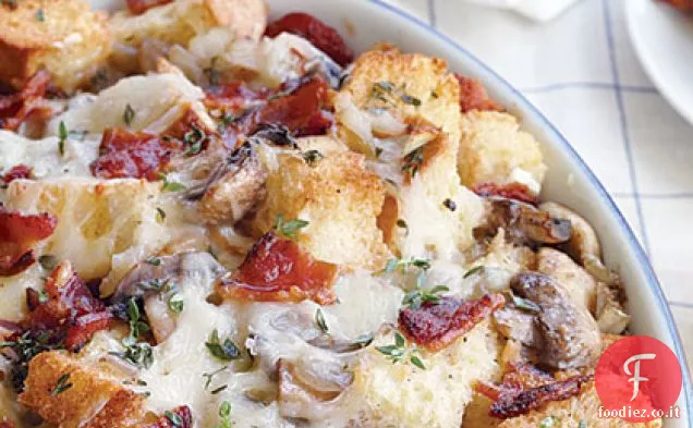 Funghi, pancetta e strati svizzeri