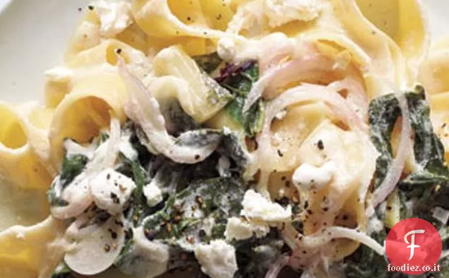 Pappardelle con Bietole, Cipolle e Formaggio di capra Ricetta