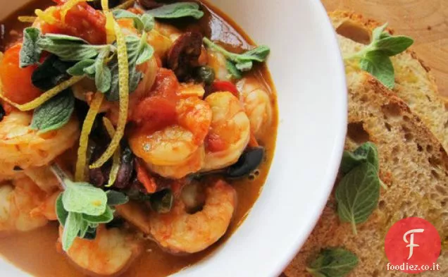 Gamberi con Sugo di Pomodoro Ciliegino alla Puttanesca
