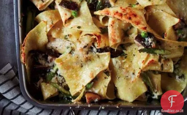 Pasta di Justin Smillie con Shiitake, Piselli e Formaggio di Capra (Il Buco Alimentari e Vineria)