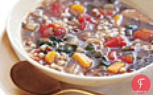 Zuppa di orzo e lenticchie con bietola