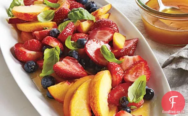 Fragole, Pesche e Basilico con Vinaigrette all'arancia