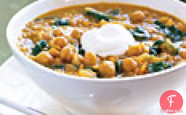 Lenticchie rosse al curry e stufato di bietole con ceci