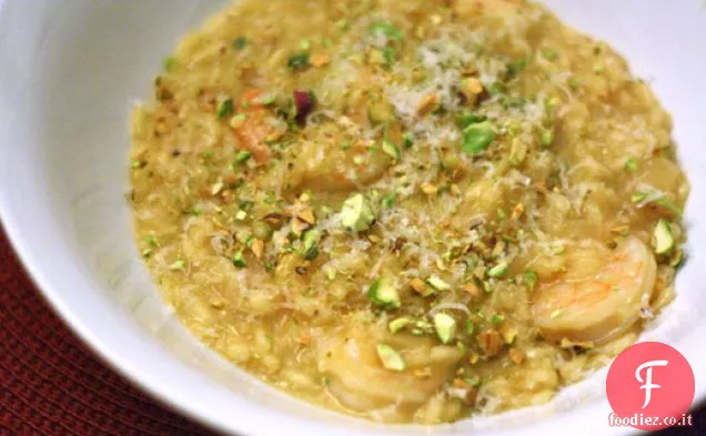 Risotto allo Zafferano con Gamberi e Pistacchi