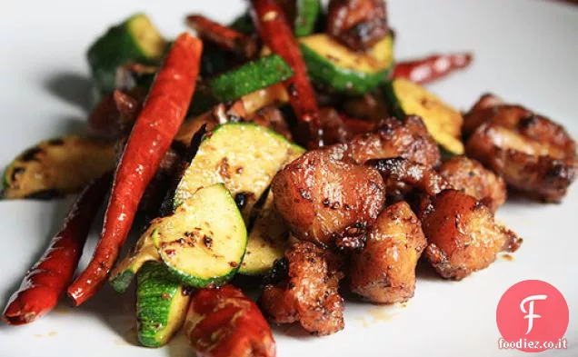 Maiale fritto a secco con zucchine