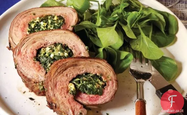 Bruce Aidells ' Spinaci e Gorgonzola-Bistecca al fianco ripiena