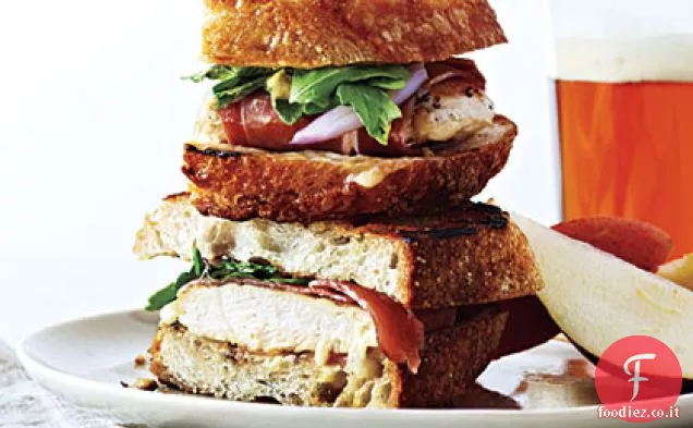 Prosciutto alla griglia, pollo e panini Gruyère