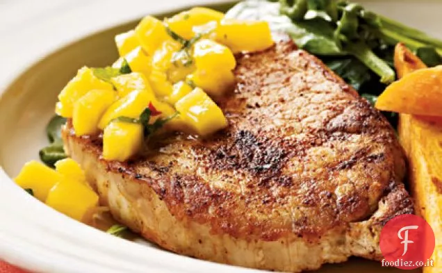 Costolette speziate con salsa di mango e menta