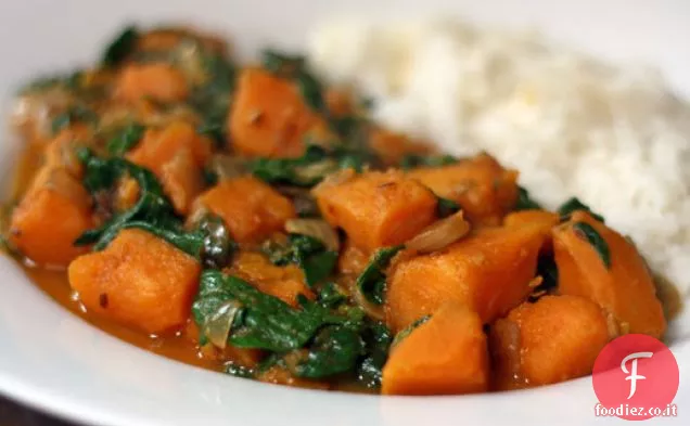 Curry di patate dolci e spinaci