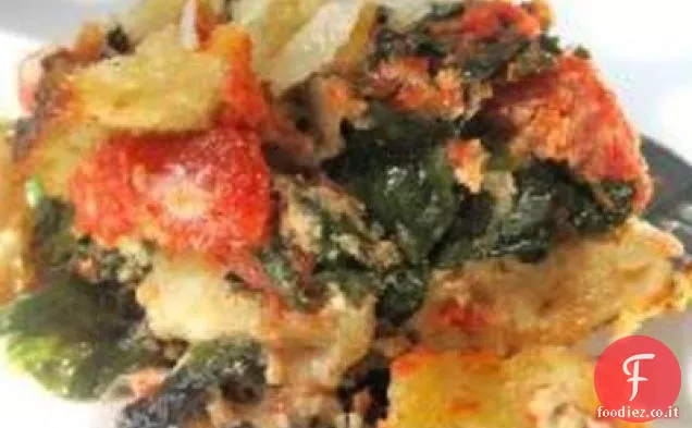 Casseruola di bietola Erba cipollina e pomodoro prugna
