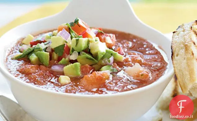 Gazpacho con gamberi e Avocado gusto