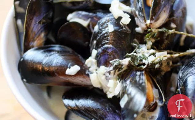 Cozze cremose con salsa Roquefort