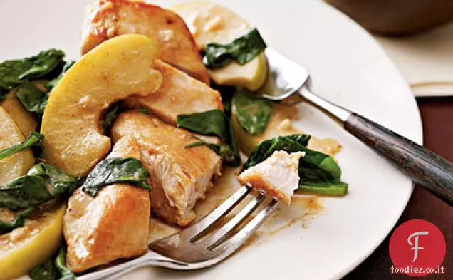 Pollo alla mela e spinaci