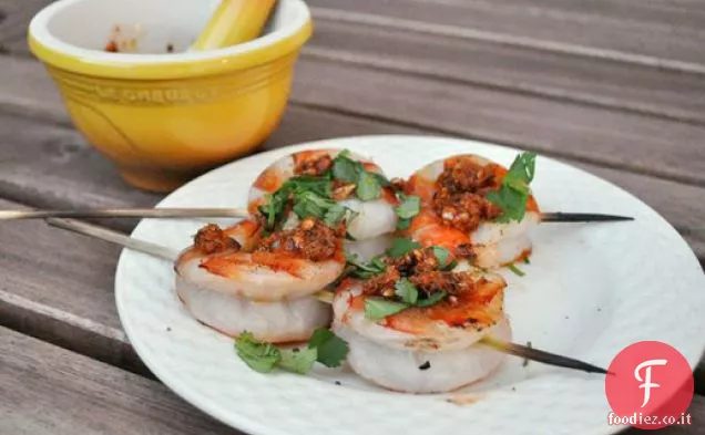 Gamberi colossali alla griglia con Charmoula