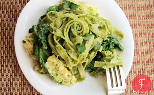 Pollo con Tagliatelle di Spinaci e Pesto di Prezzemolo