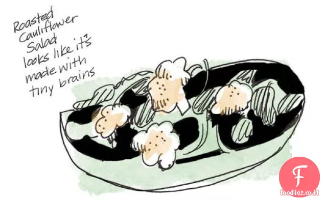 Insalata di cavolfiore arrosto e spinaci con vinaigrette di champagne