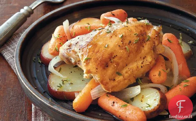 Pollo con carote e patate