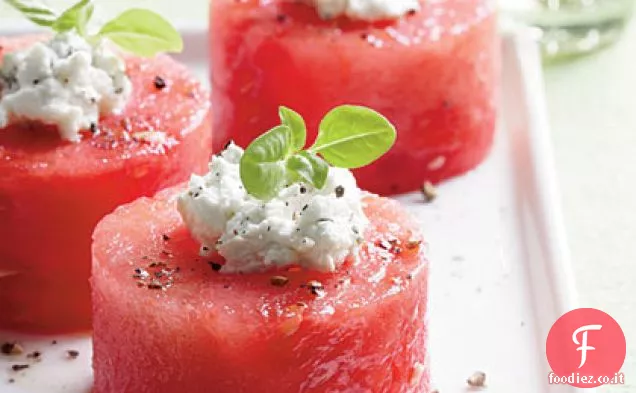 Formaggio di capra alle erbe-Melone partito morsi