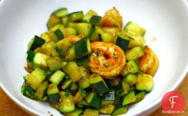 Gamberetti al coriandolo di Ruta Kahate con zucchine