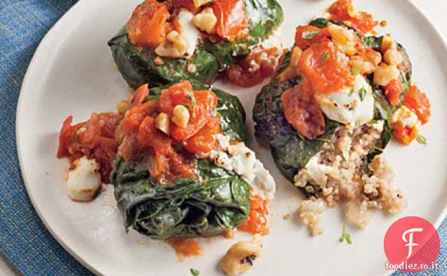 Quinoa-Involtini di cavolo ripieni con formaggio di capra