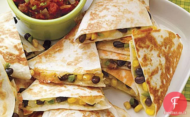 Quesadillas di mais e fagioli neri