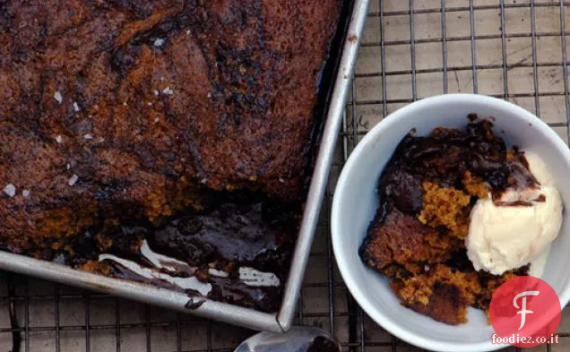 Torta salata al caramello e budino al cioccolato