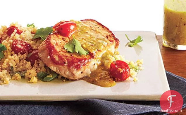 Maiale su Couscous con Vinaigrette al Pistacchio e Limone