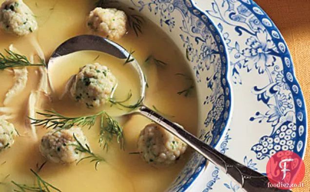 Zuppa di pollo al limone con gnocchi