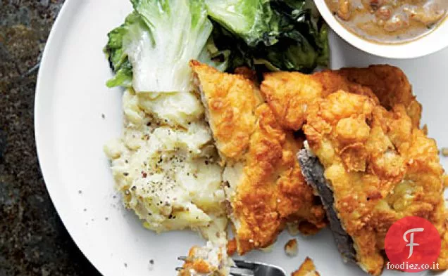 Bistecca di pollo fritto di David con sugo di occhi rossi