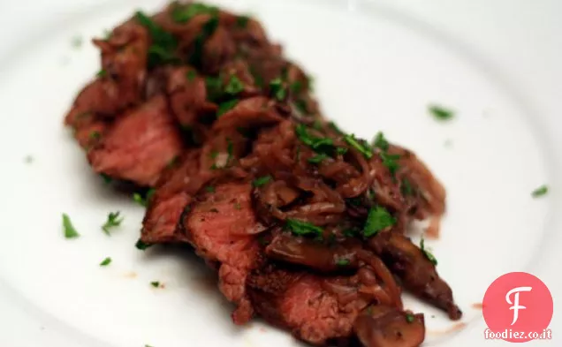 Cena stasera: Bistecca appendiabiti con scalogno e Funghi