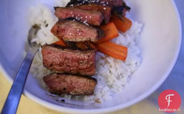Mangiare per otto dollari: Ciotola di riso con Miso-marinato bistecca fianco