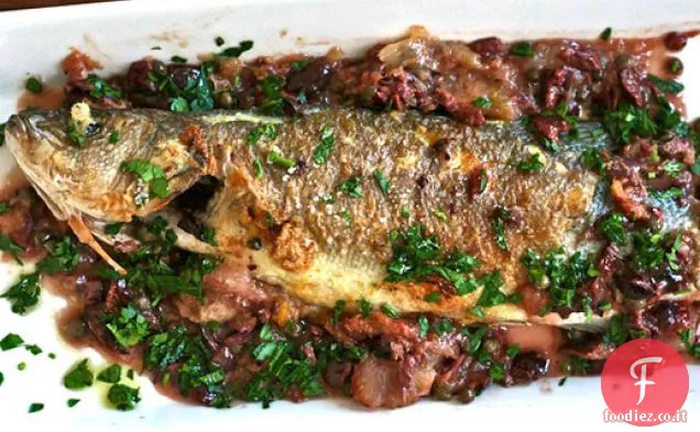 Cena stasera: Pesce intero arrostito in padella con olive