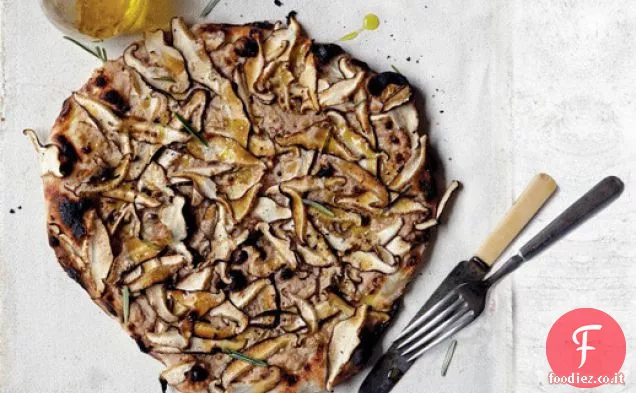 Pizza Shiitake con purea di noci