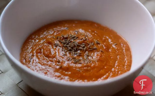 Cena stasera: zuppa di peperoni rossi con semi di cumino tostati