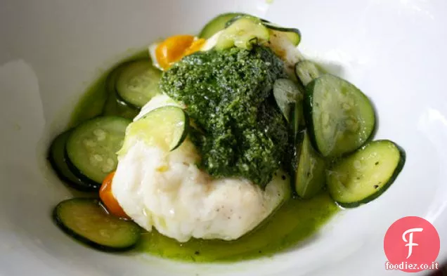 Cena di stasera: Pacchetti di Merluzzo con Zucchine, Pomodori e Pesto di Prezzemolo
