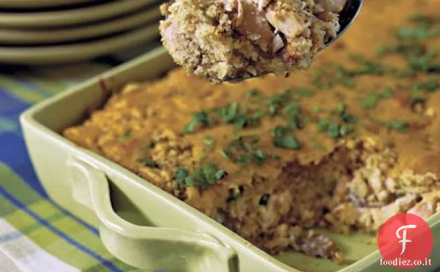 Casseruola di pollo e pane di mais