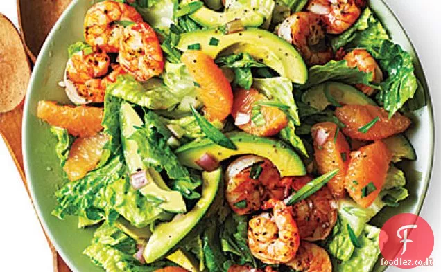 Insalata di gamberetti, avocado e pompelmo