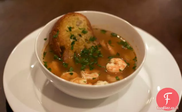 Cena stasera: zuppa di aglio con gamberetti