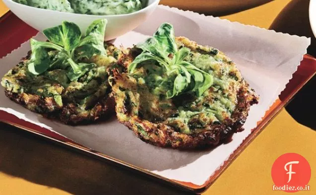 Frittelle di zucchine teneri con condimento Dea verde