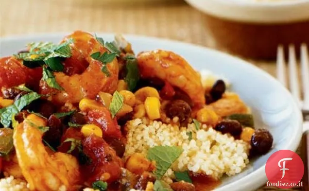 Tagine di gamberi e verdure con Couscous