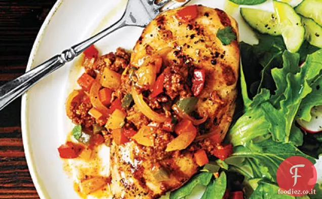 Pollo alla griglia con coriandoli di Chorizo